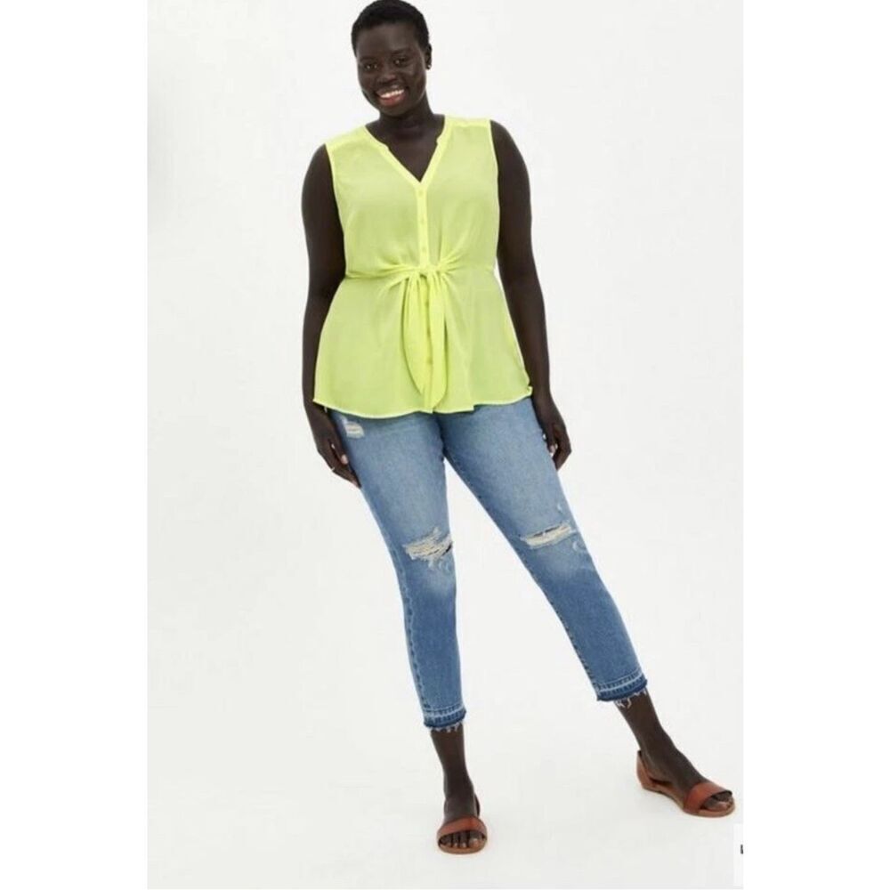New! Torrid Peplum Georgette Sunny Lime Top Sz 1X